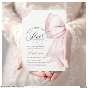 Blush Pink Bow Bridal Shower Invitation