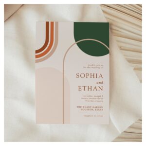 Boho Arch Wedding Invitation Terraccota Rust Beige