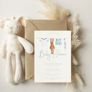 Boho Baby Clothes Line Nursery Baby Shower Invitation