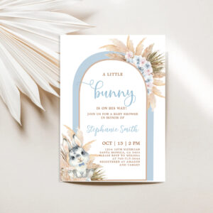 Boho Boy Bunny Baby Shower Invitation