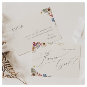 Boho Wildflower Garden Beige Flower Girl Card