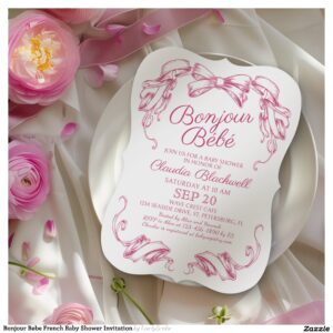 Bonjour Bebe French Baby Shower Invitation