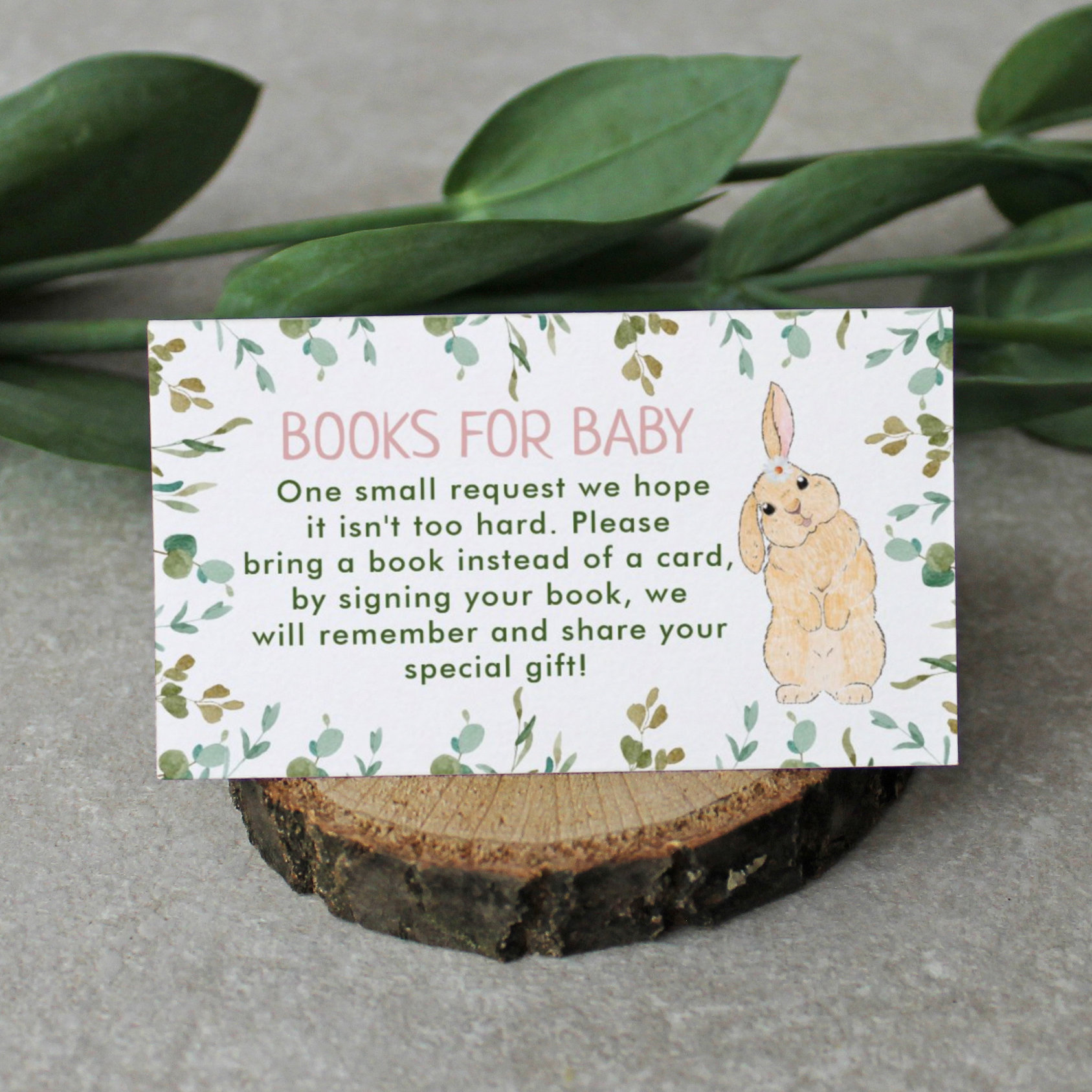 Book Request Cute Little Bunny Baby Shower Enclosure Card
