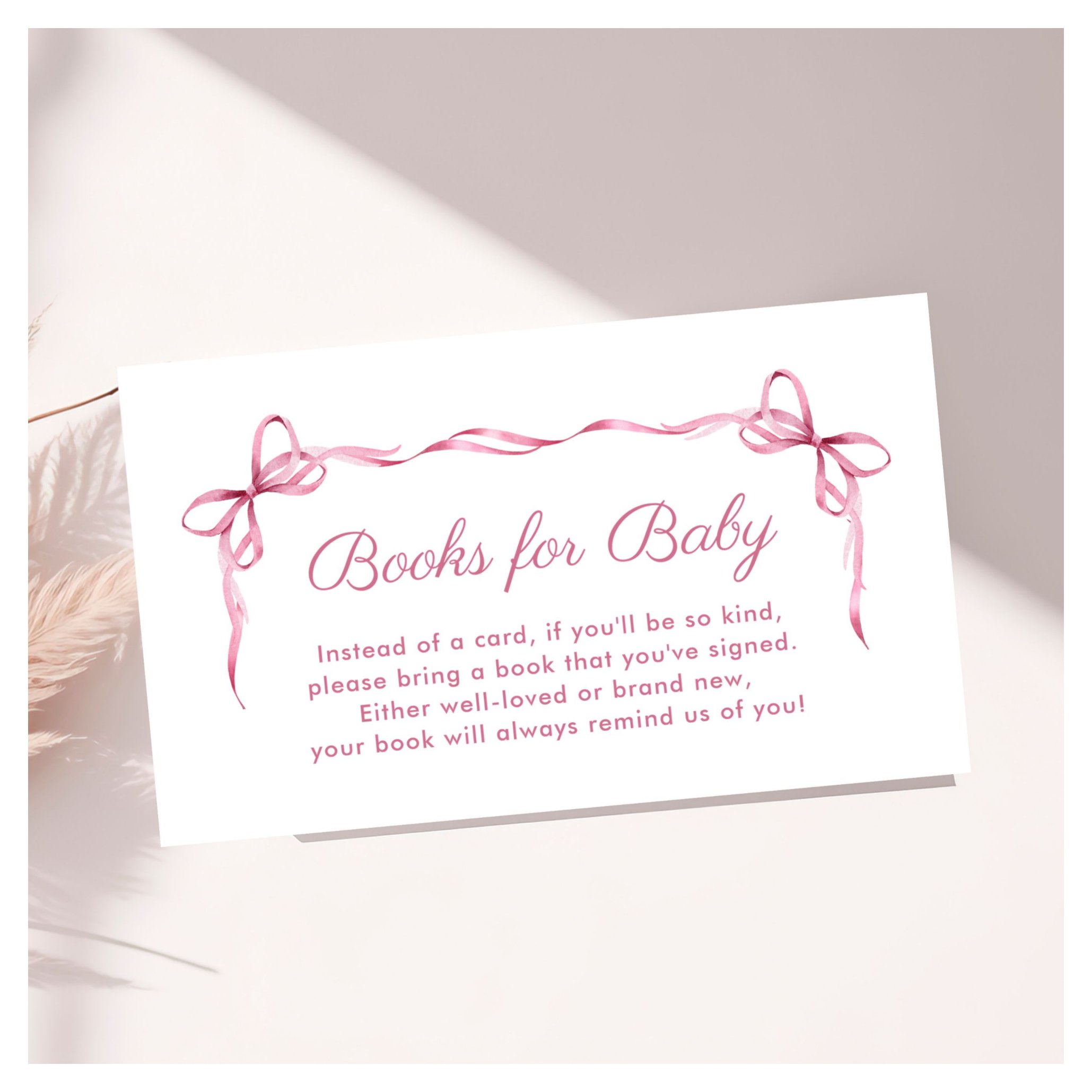 Books For Baby Coquette Bows Baby Girl Shower Enclosure Card