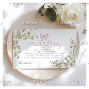 Books for baby Wildflower pink Bow vintage Enclosure Card