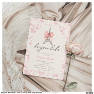 Boujour Bebe Paris French Toile Pink Baby Shower Invitation