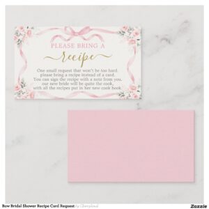 Bow Bridal Shower Recipe Card Request