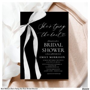 Bow Ribbon She's Tying the Knot Bridal Shower Invitation