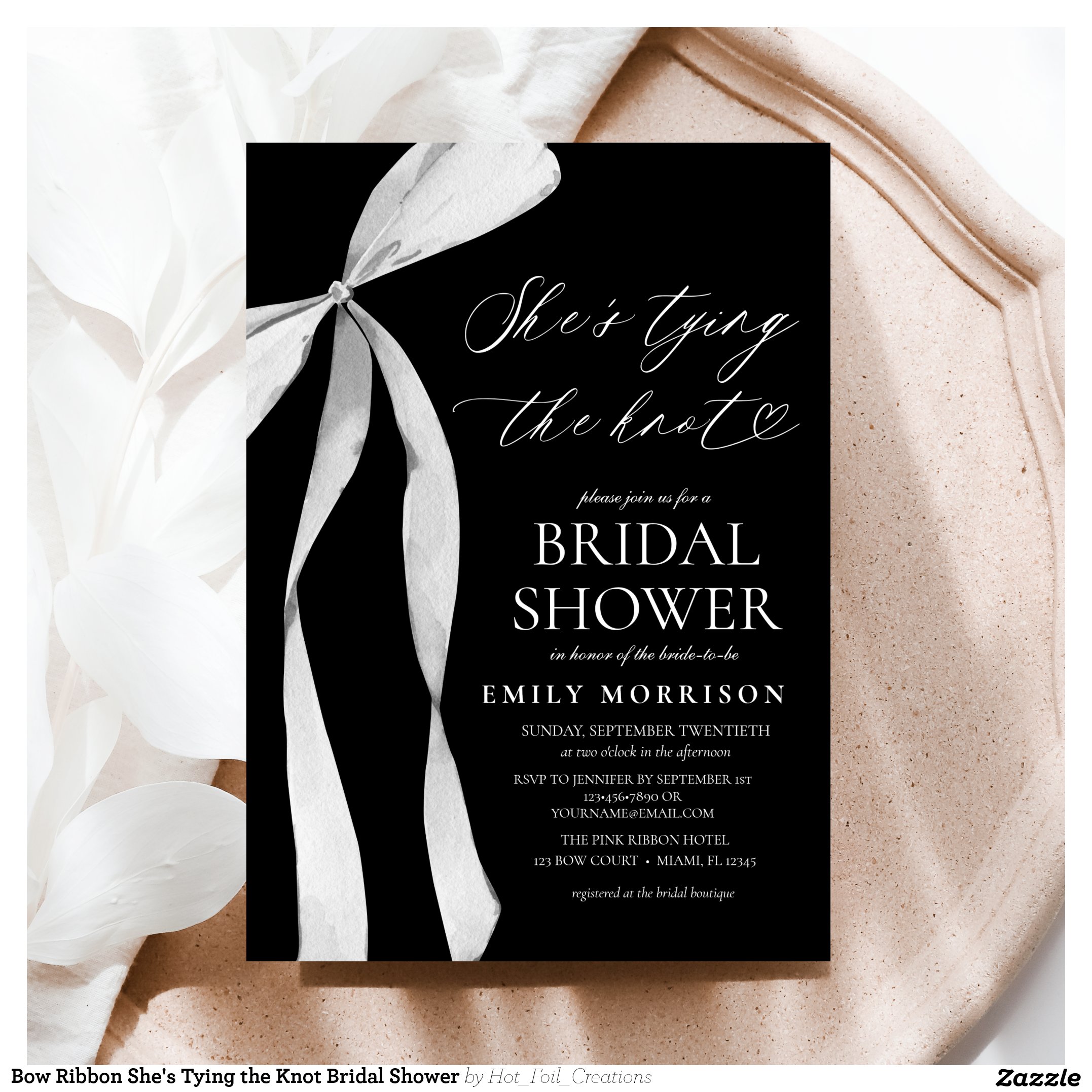 Bow Ribbon She's Tying the Knot Bridal Shower Invitation