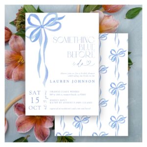 Bow Something Blue Before I Do Bridal Shower Invitation