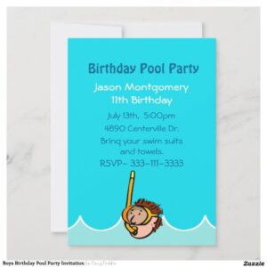 Boys Birthday Pool Party Invitation