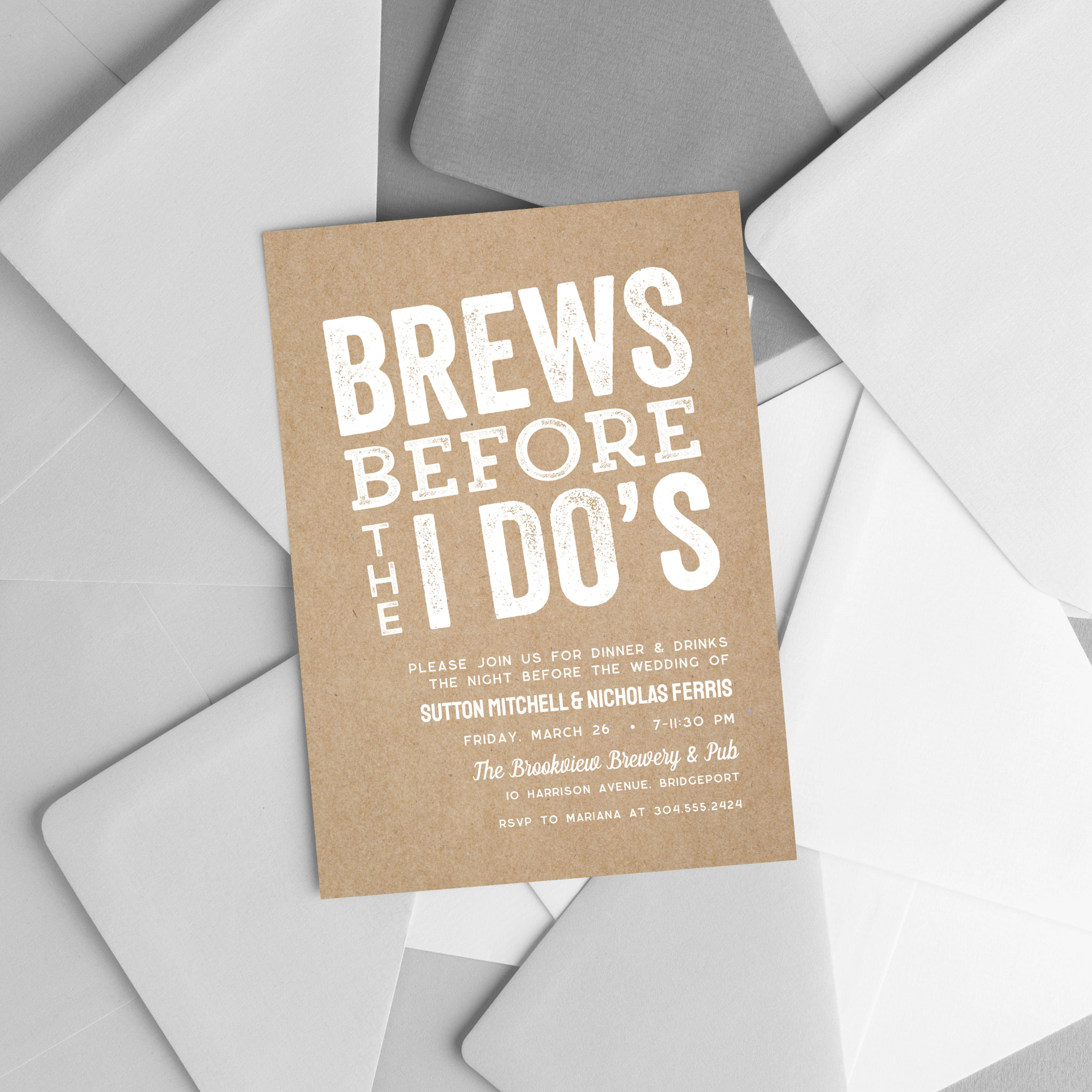 Brews before I Do's brewery rehearsal dinner Invitation