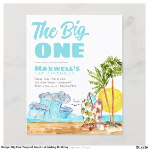 Budget Big One Tropical Beach 1st Surfing Birthday