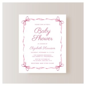 Budget Coquette Bows Pink Baby Girl Shower