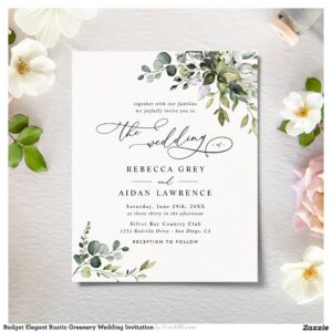 Budget Elegant Rustic Greenery Wedding Invitation
