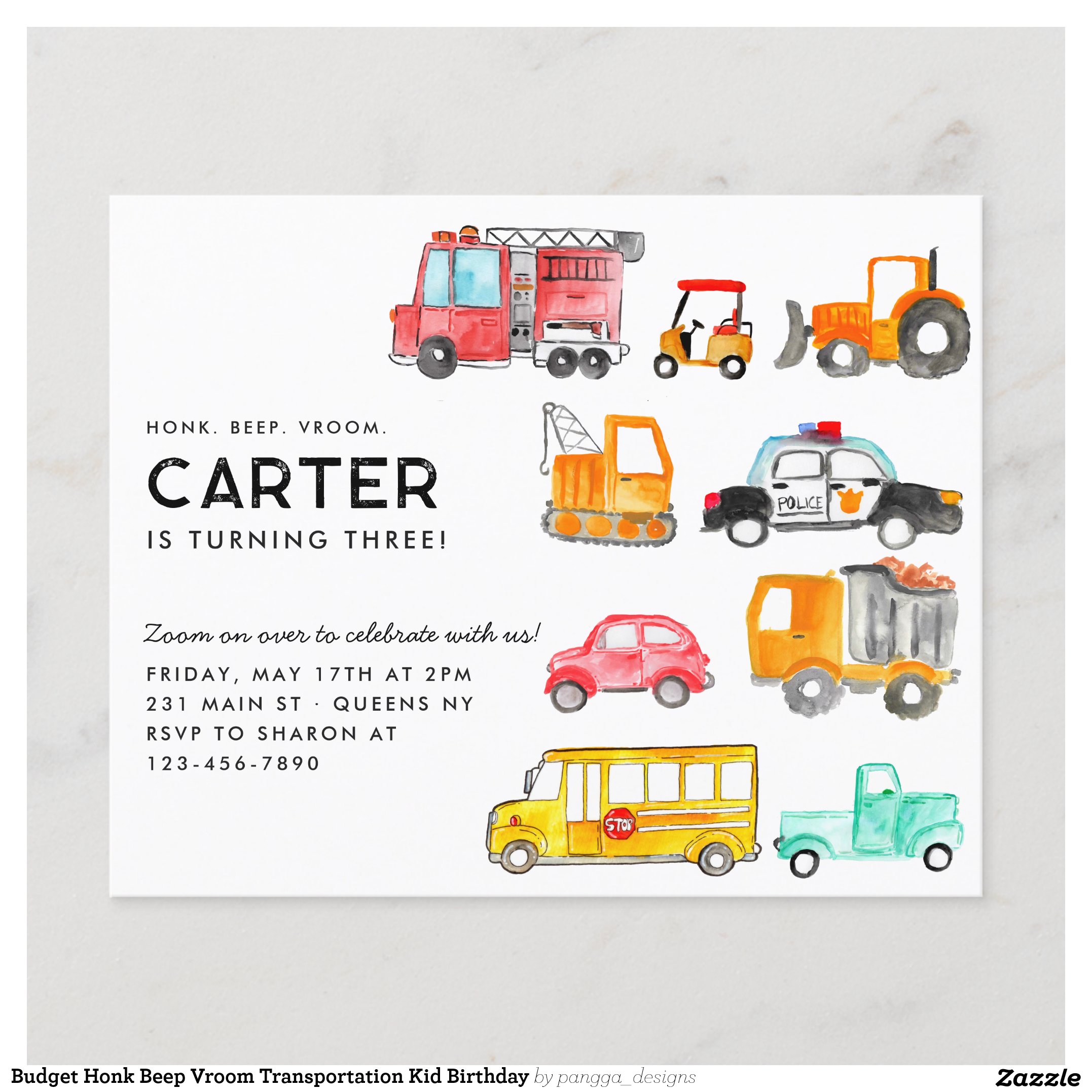 Budget Honk Beep Vroom Transportation Kid Birthday Flyer