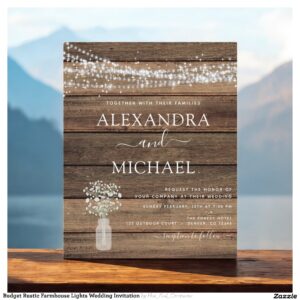 Budget Rustic Farmhouse Lights Wedding Invitation Flyer