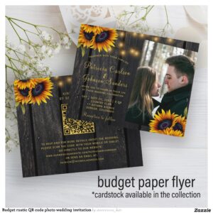 Budget rustic QR code photo wedding invitation Flyer