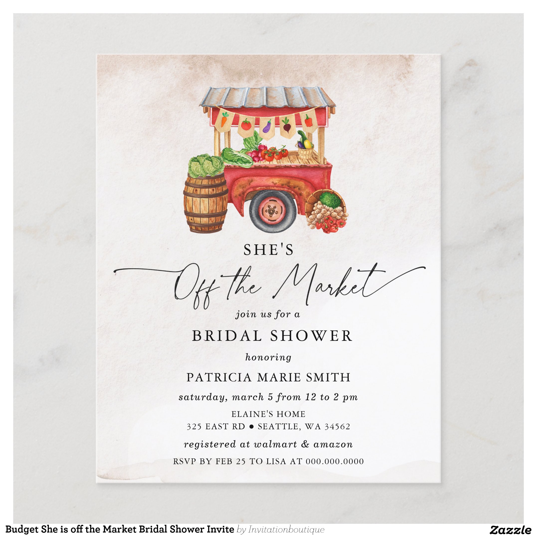 Budget She is off the Market Bridal Shower Invite