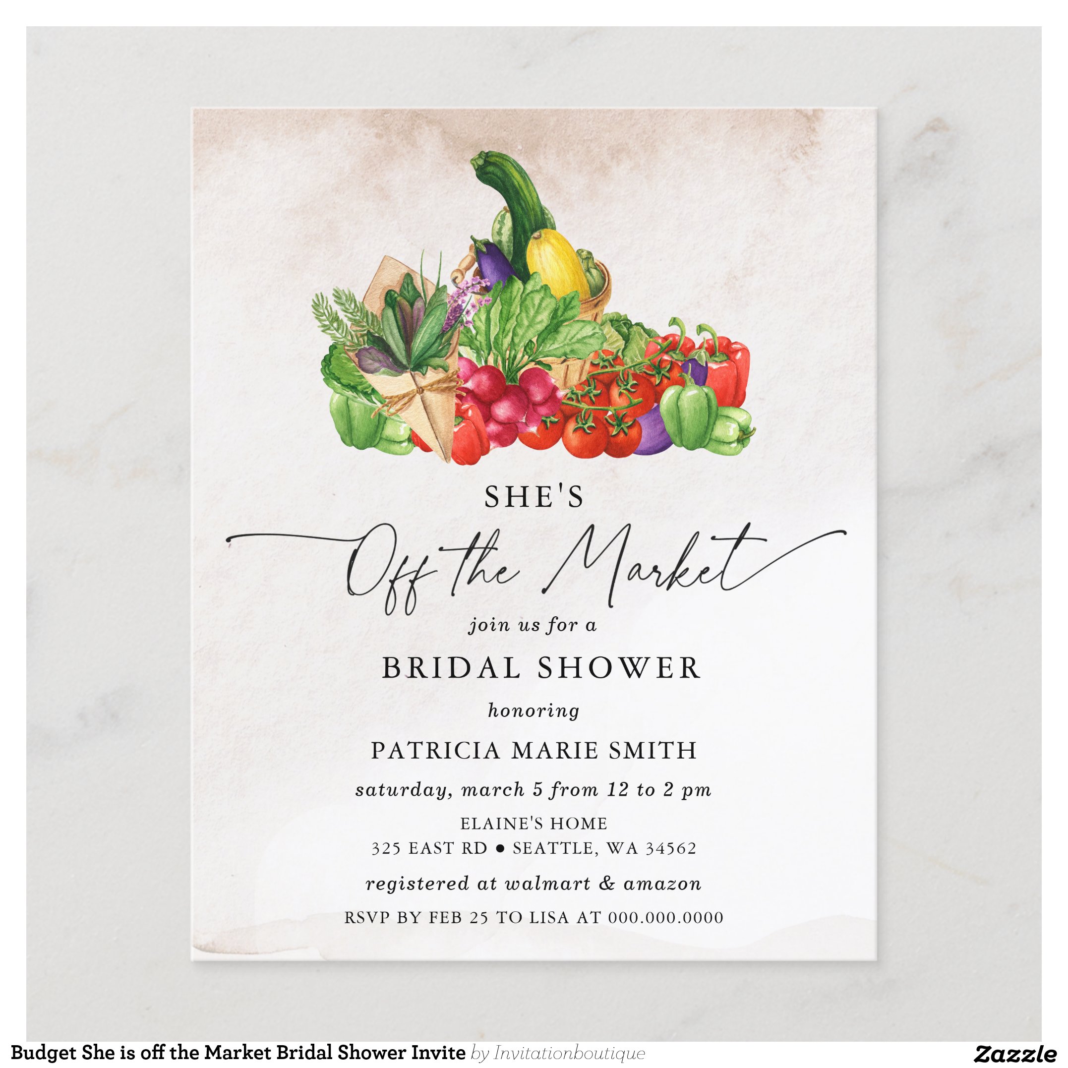 Budget She is off the Market Bridal Shower Invite