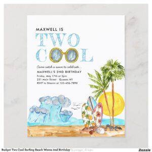 Budget Two Cool Surfing Beach Waves 2nd Birthday