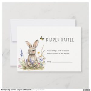 Bunny Baby shower Diaper raffle card