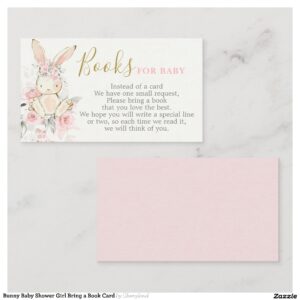 Bunny Baby Shower Girl Bring a Book Card