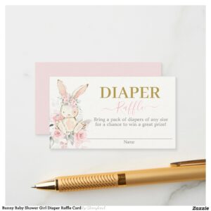 Bunny Baby Shower Girl Diaper Raffle Card