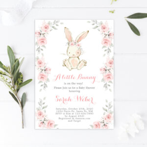 Bunny baby shower girl invitation