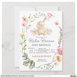 Bunny Birthday Invitation, Some bunny is one Invit Invitation