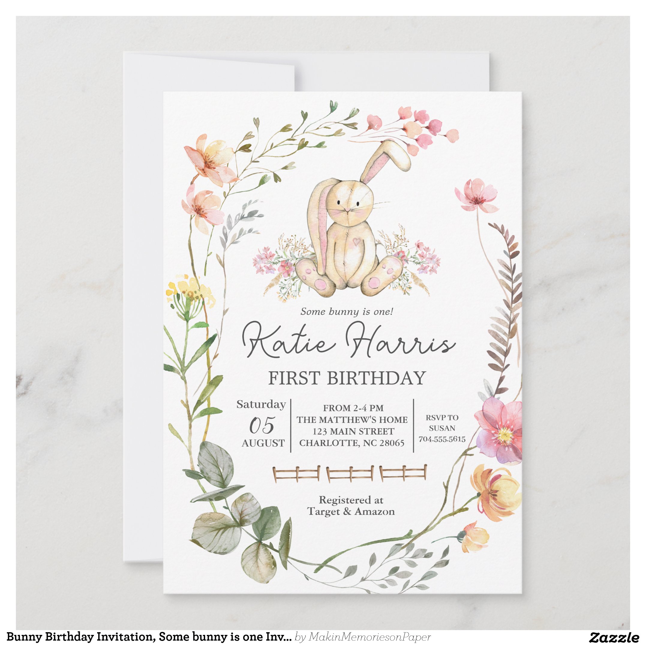 Bunny Birthday Invitation, Some bunny is one Invit Invitation