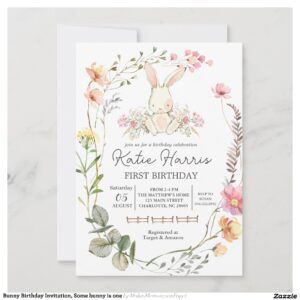 Bunny Birthday Invitation, Some bunny is one Invitation