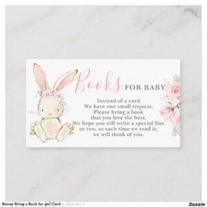 Bunny Bring a Book for girl Card