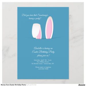 Bunny Ears Easter Birthday Party Invitation