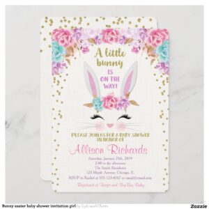 Bunny easter baby shower invitation girl