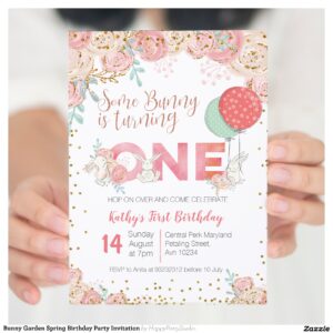 Bunny Garden Spring Birthday Party Invitation