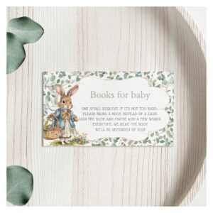 Bunny Girl Greenery Baby Shower Book Request Enclosure Card