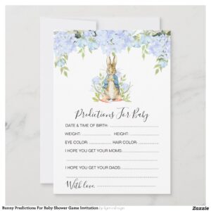 Bunny Predictions For Baby Shower Game Invitation