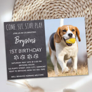 Chalkboard Puppy Dog Birthday Invitation