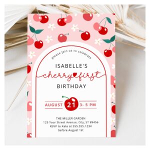 Cherry First Birthday 1st Birthday Invitation