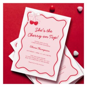 Cherry on Top Baby Shower Invitation