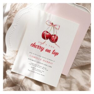 Cherry on Top Girl Baby Shower Invitation