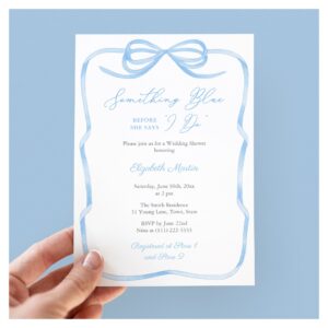 Chic Bow Something Blue Before I Do Bridal Shower Invitation