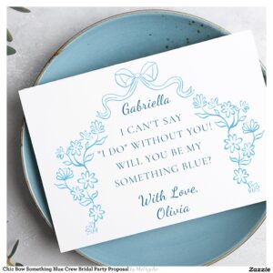 Chic Bow Something Blue Crew Bridal Party Proposal Card