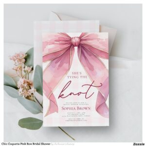 Chic Coquette Pink Bow Bridal Shower Invitation