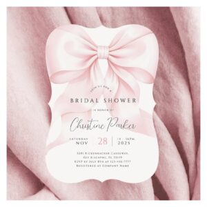 Chic Pink Bow Bridal Shower Invitation