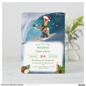 Christmas Chihuahua Surfing Invitation