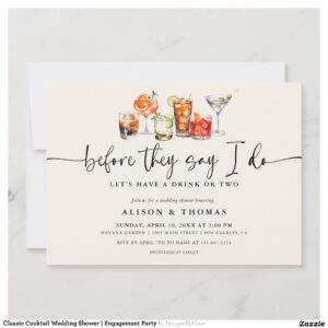 Classic Cocktail Wedding Shower Engagement Party Invitation