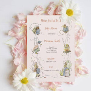 Classic Peter the Rabbit Baby Girl Baby Shower Invitation
