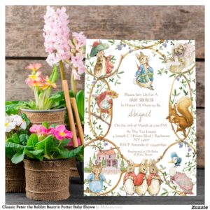 Classic Peter the Rabbit Beatrix Potter Baby Showe Invitation